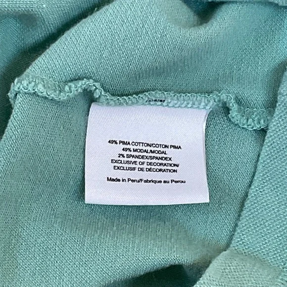 Tory Burch Lidia Polo Shirt Womens M Sage Green Button Ruffle Pima Cotton Modal - Picture 7 of 8